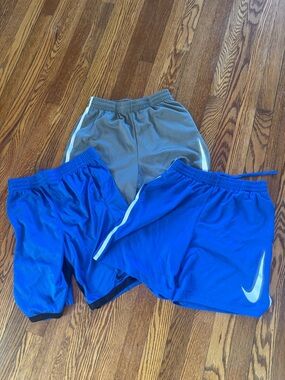 Nike Kids Blue and Gray Athletic Shorts Trio